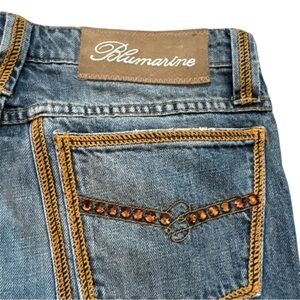Blumarine Distressed Cropped Jeans with Jewel Details Size 10